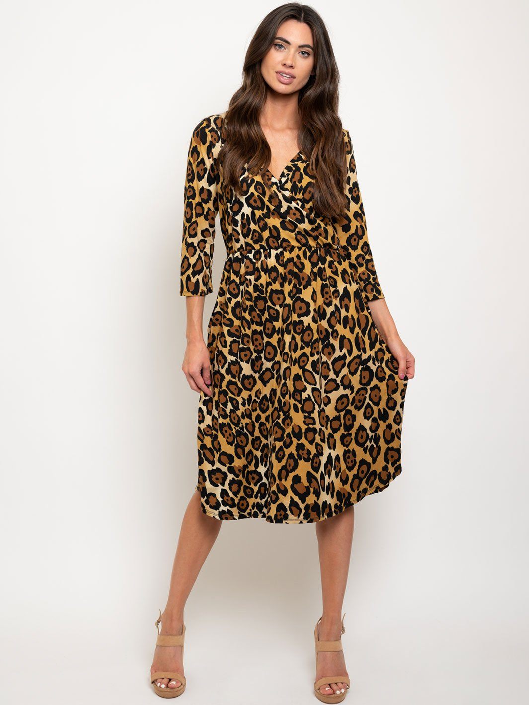 WOMEN'S ANIMAL PRINT MIDI DRESS