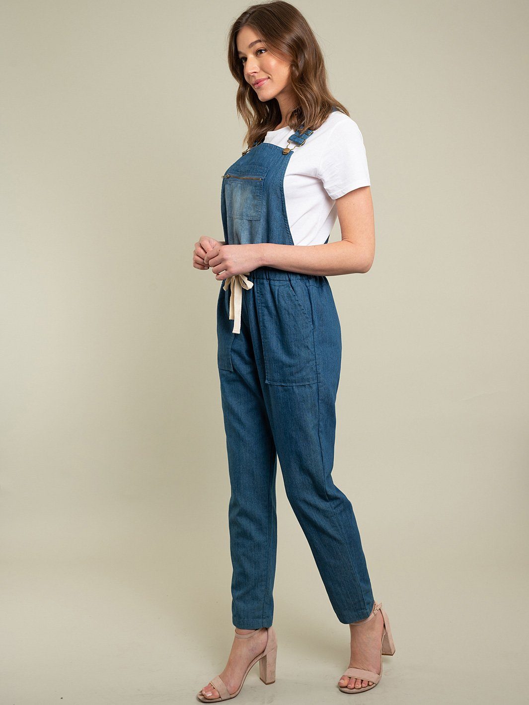 WOMENS CHAMBRAY OVERALL JUMPSUIT