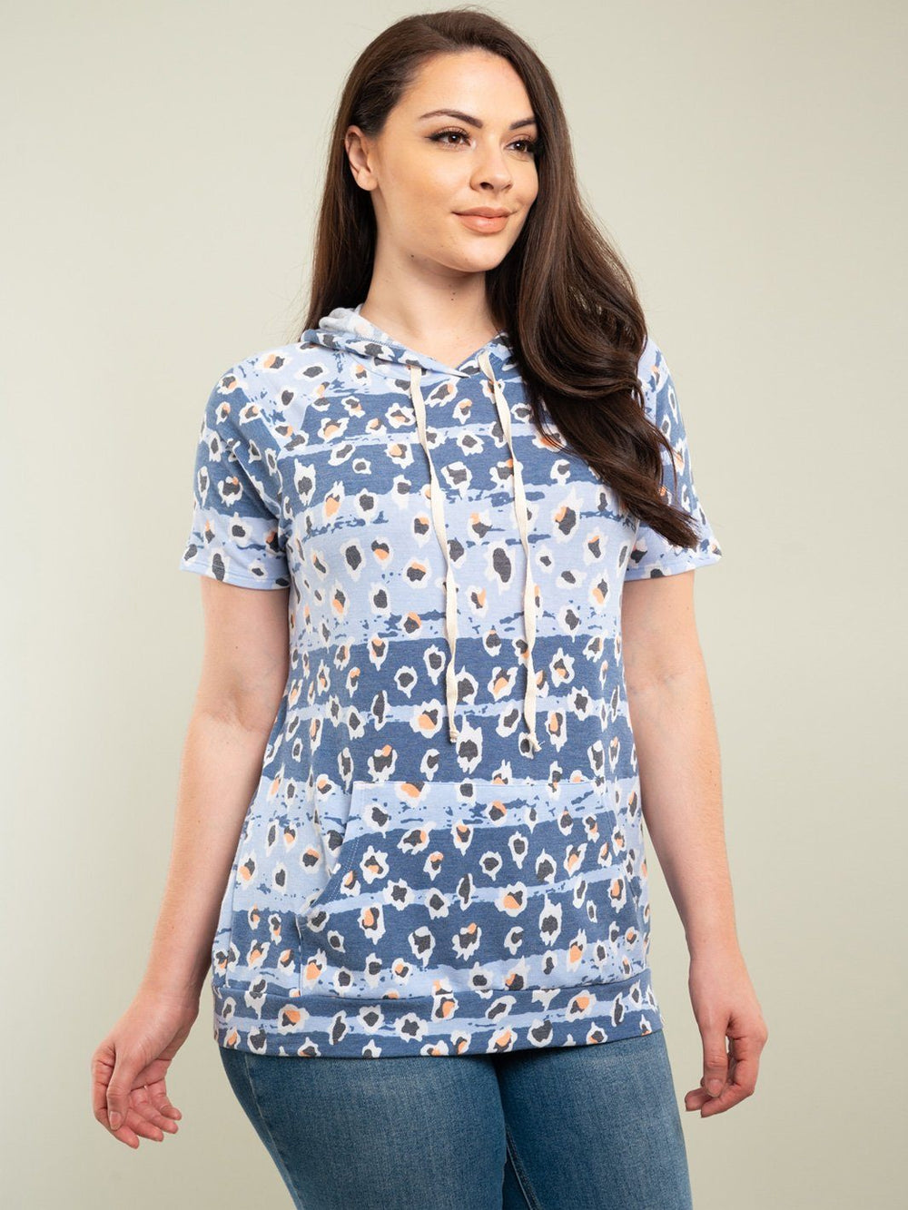 PLUS SIZE HOODIE MULTI TOP