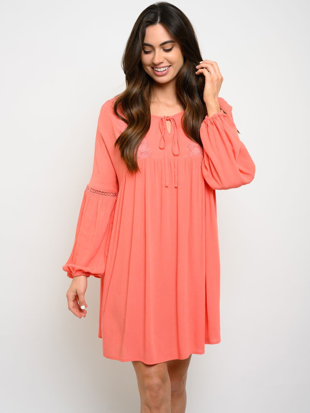 WOMEN'S LONG SLEEVE TUNIC MINI DRESS