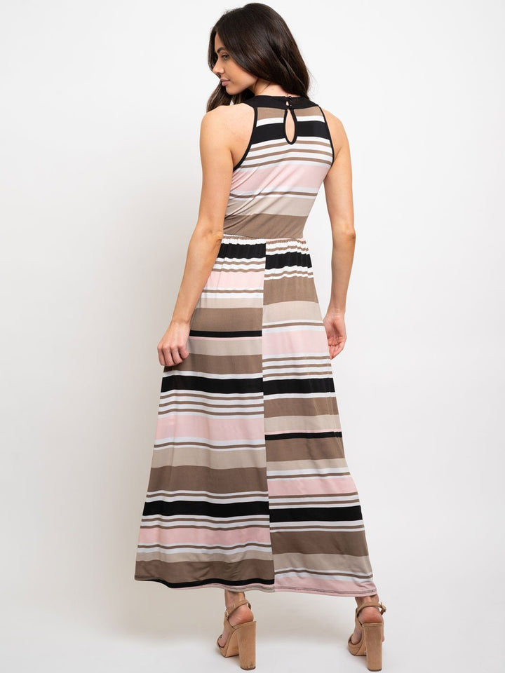 WOMEN'S STRIPES MAXI SLEVELESS DRESS