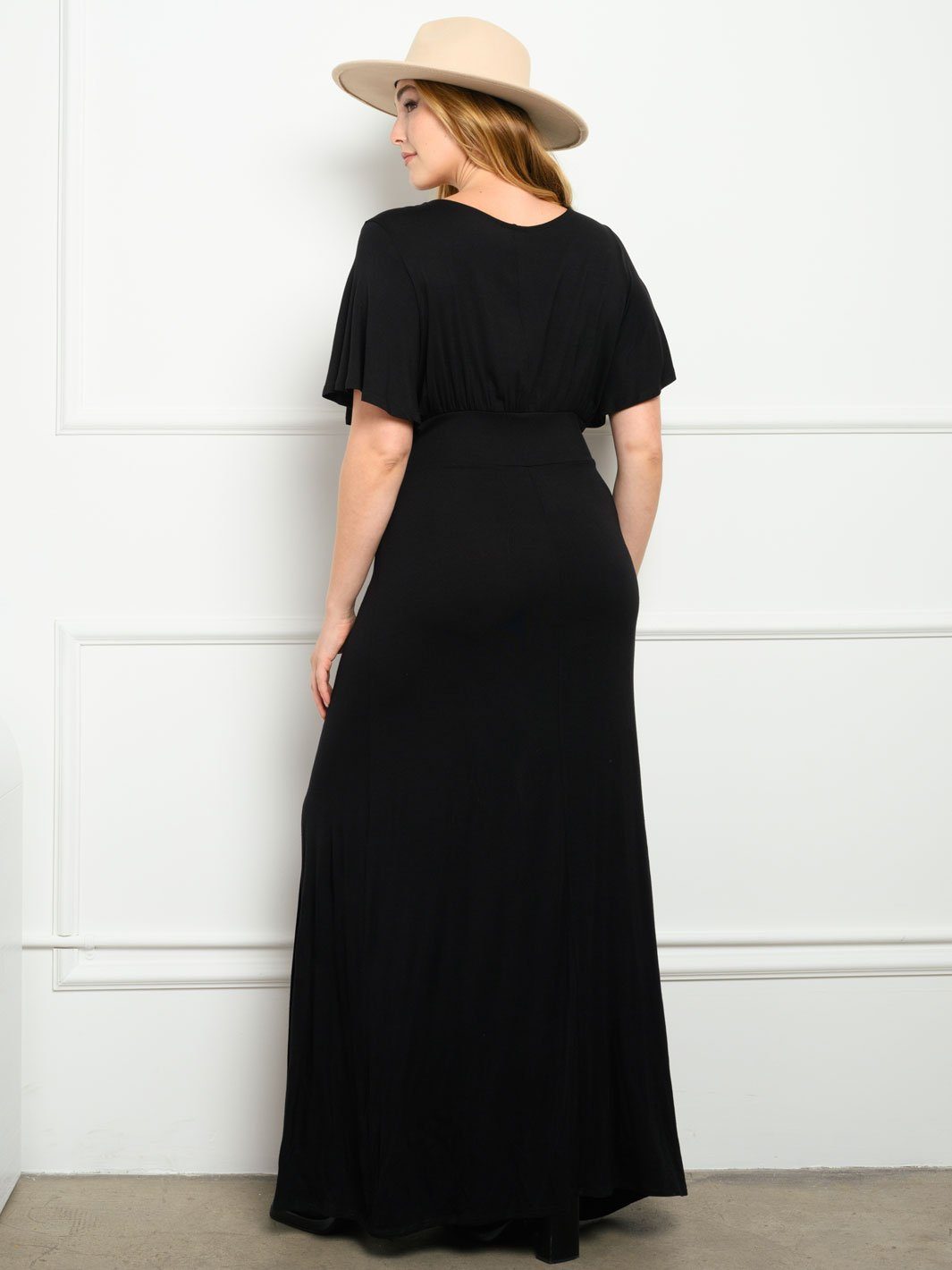 PLUS SIZE BOTTOM OPEN SLIT MAXI DRESS