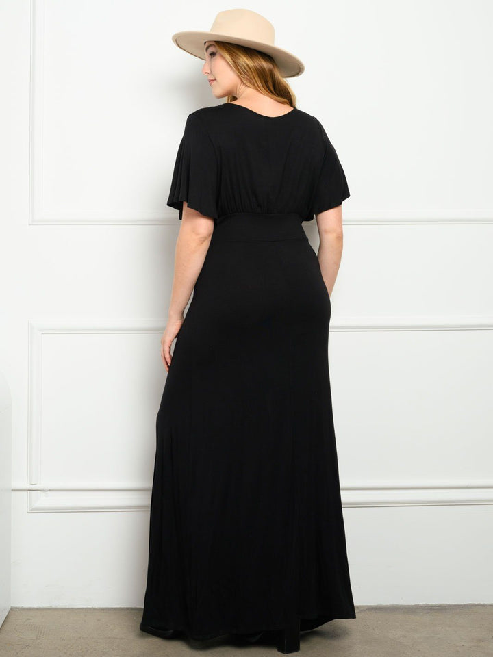 PLUS SIZE BOTTOM OPEN SLIT MAXI DRESS
