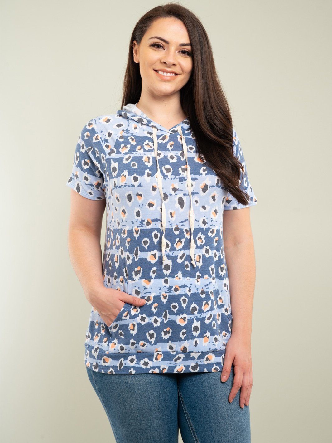 PLUS SIZE HOODIE MULTI TOP