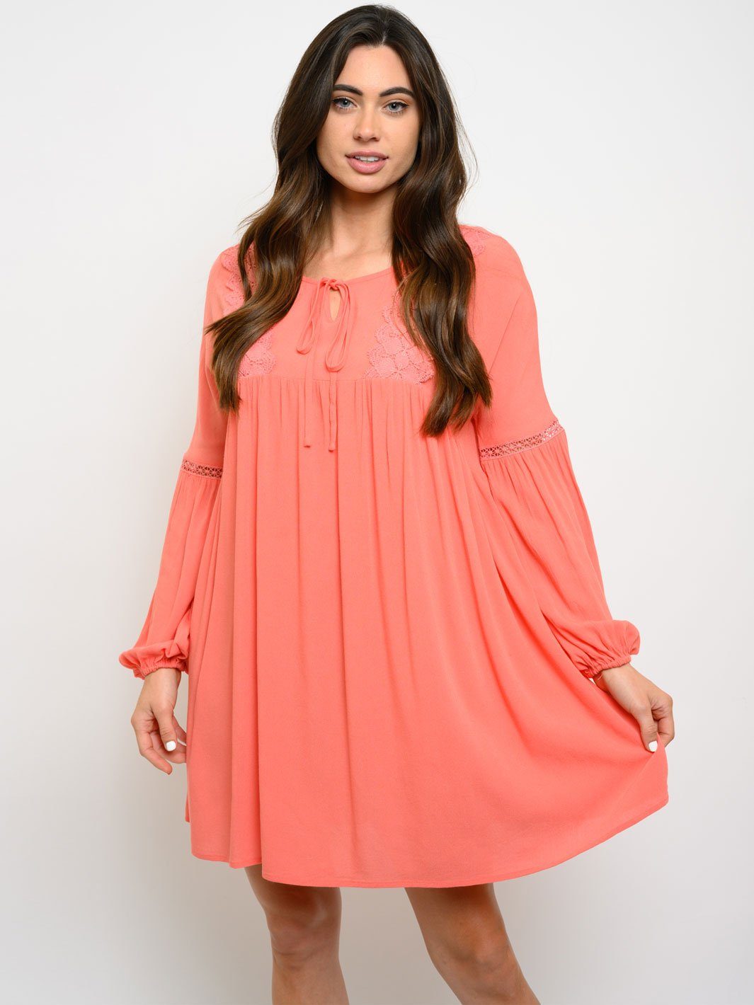 WOMEN'S LONG SLEEVE TUNIC MINI DRESS