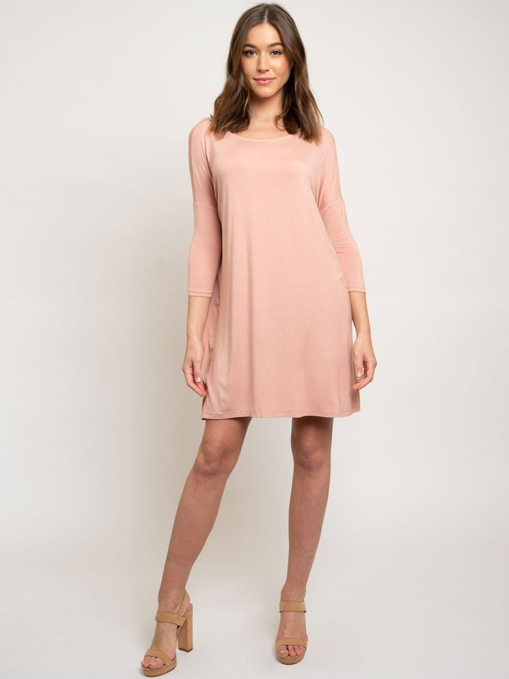 WOMEN'S BAMBOO FABRIC 3/4 SLEEVE KNIT DRESS