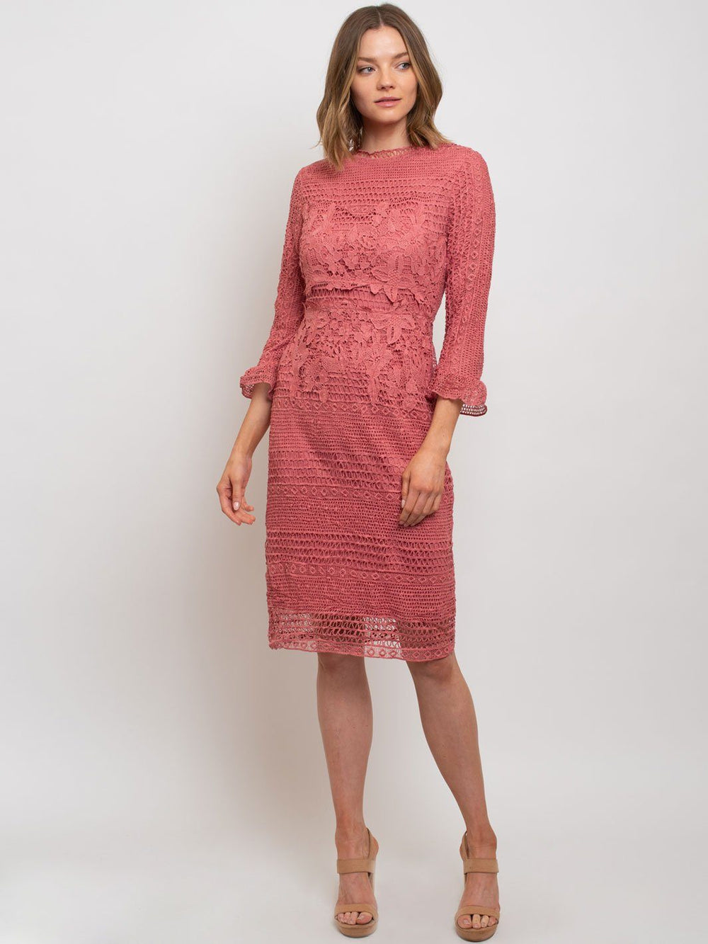 WOMEN'S ALL OVER LACE MIDI DRESS