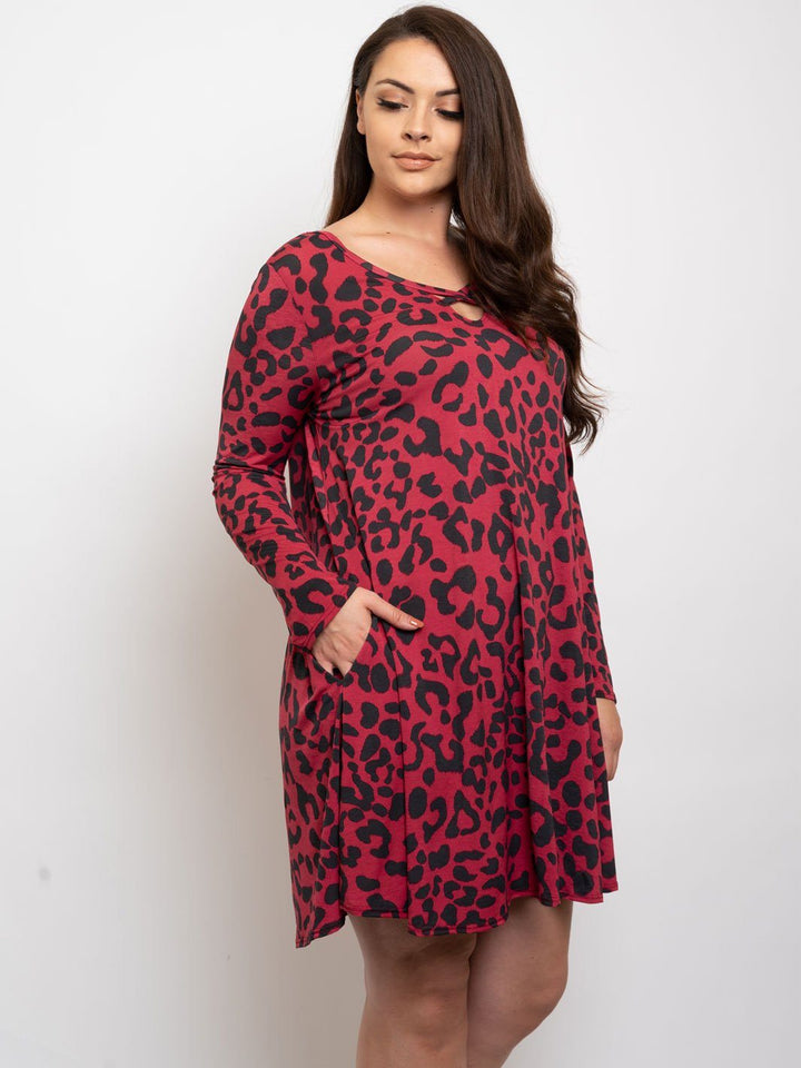 PLUS SIZE ANIMAL PRINT TUNIC DRESS