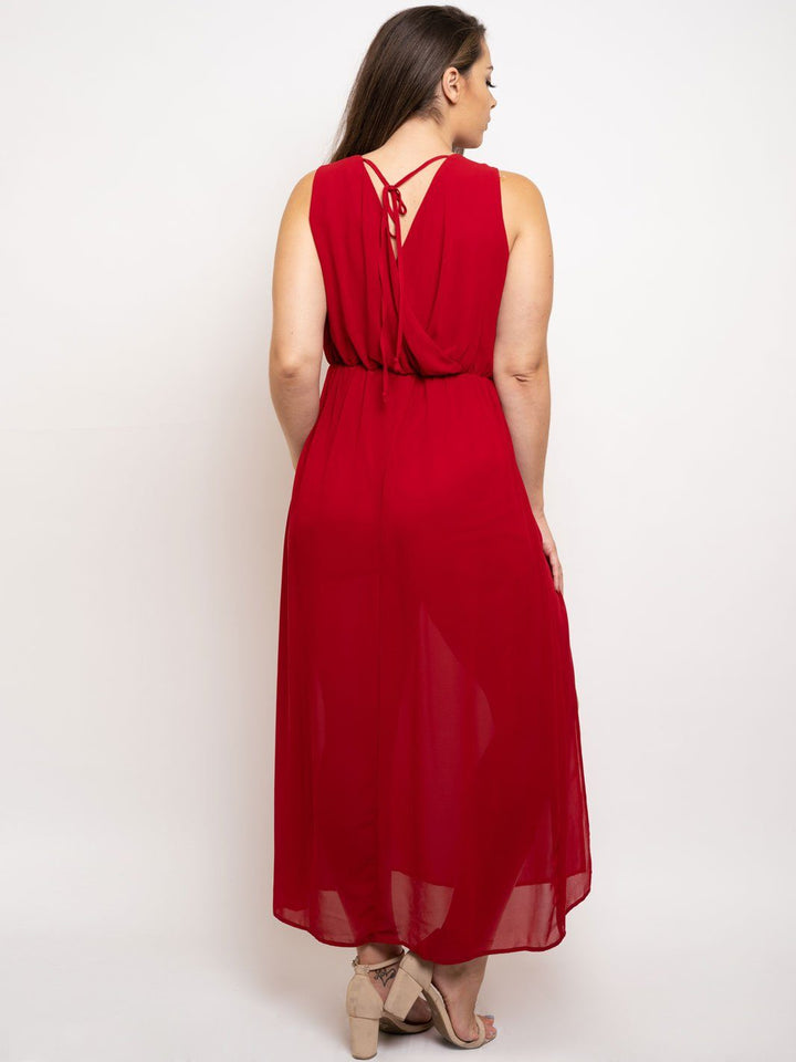 PLUS SIZE SLEEVELESS FRONT SLIT MAXI DRESS