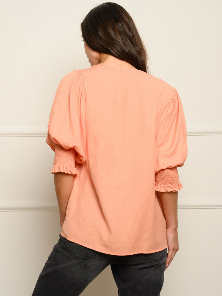 WOMEN'S SMOCKED 3/4 SLEEVES TOP