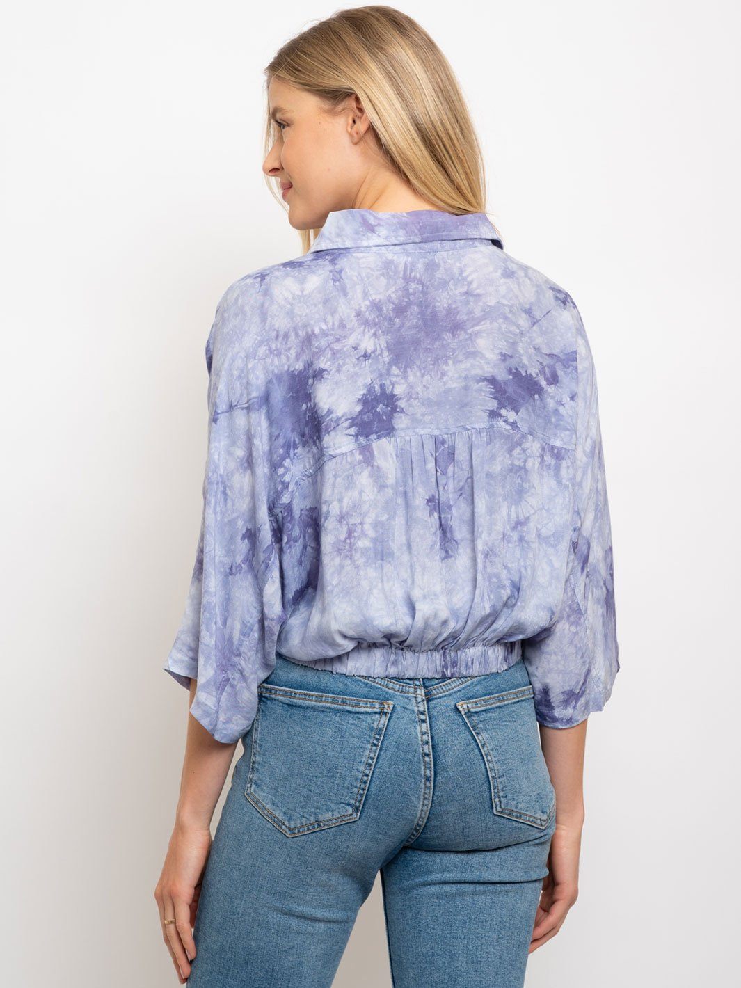 WOMEN'S TIE-DYE COLLAR BUTTON UP TOP