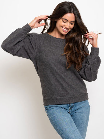 WOMEN'S BRUSHED TERRY PADDED SWEATER