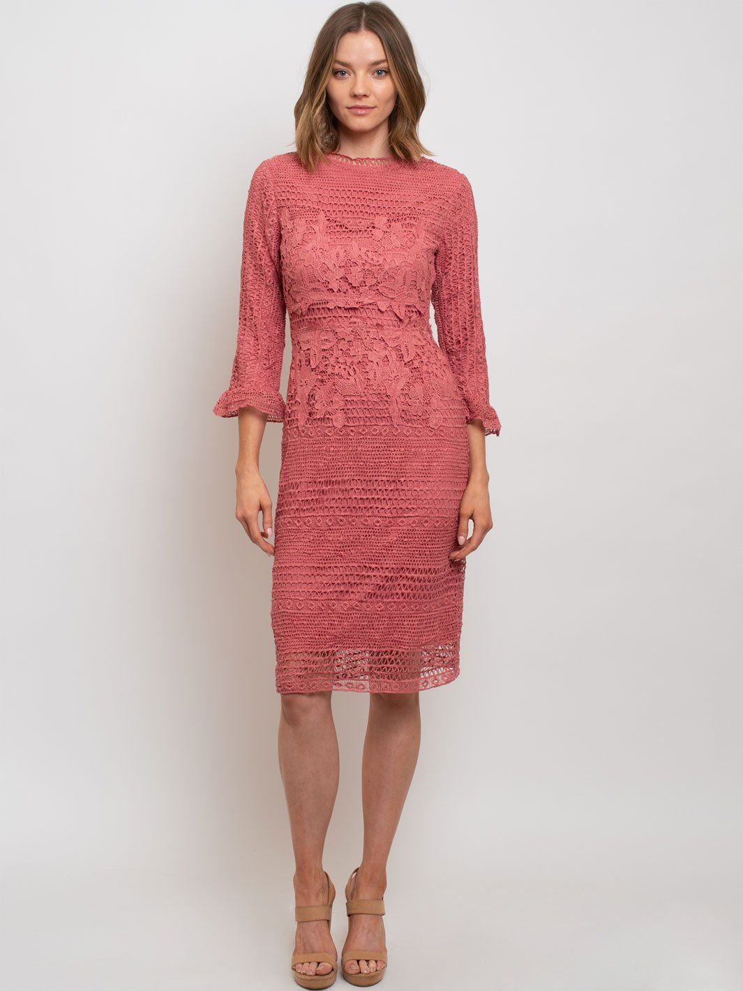 WOMEN'S ALL OVER LACE MIDI DRESS