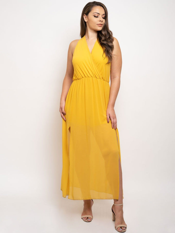 PLUS SIZE SLEEVELESS FRONT SLIT MAXI DRESS