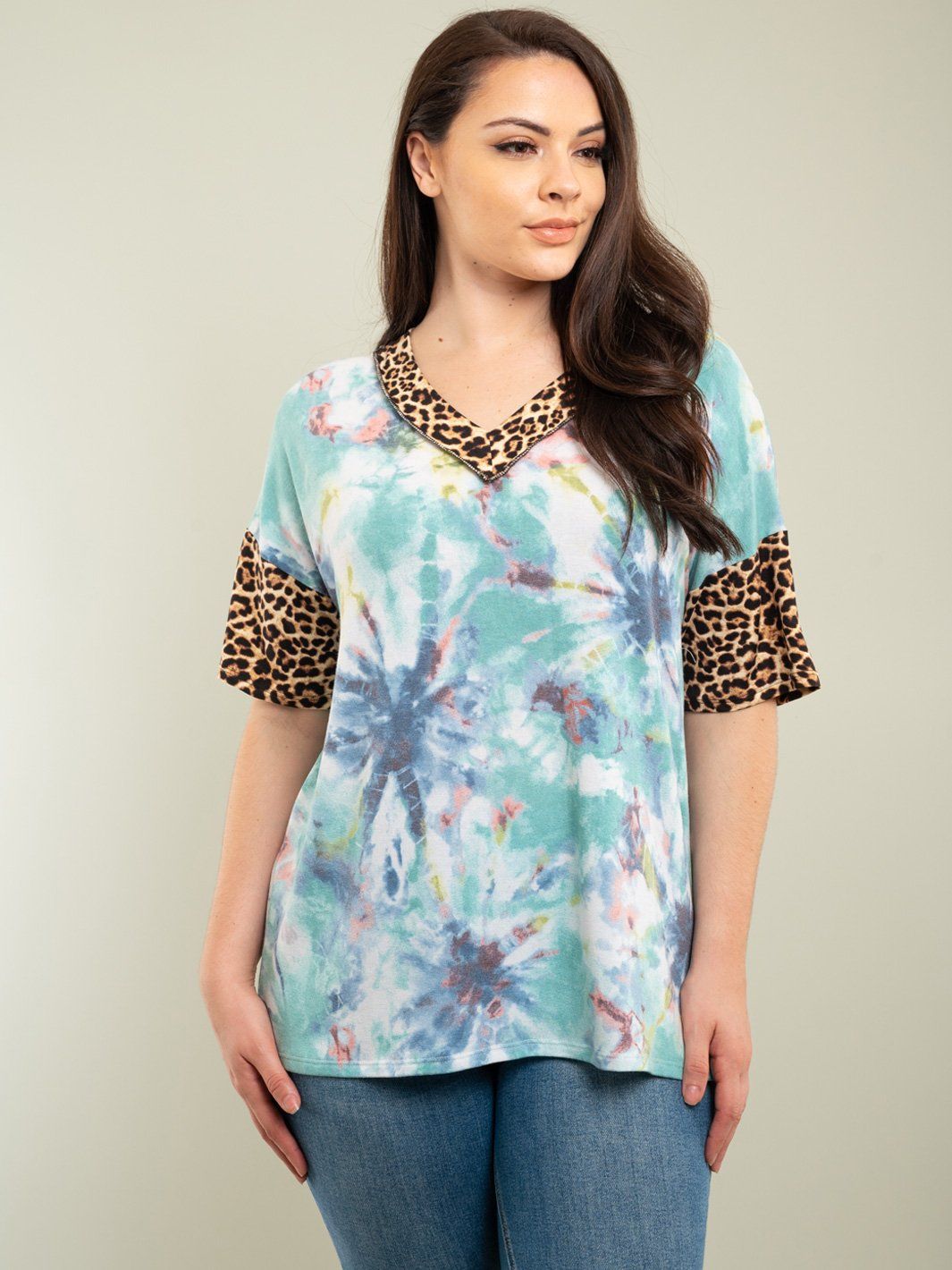 PLUS SIZE MULTI PRINT TOP