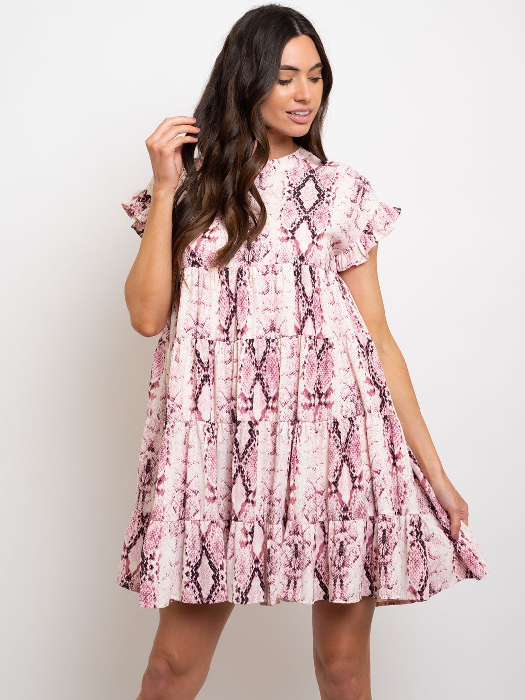 WOMEN'S BABY-DOLL RUFFLE SLEEVE DRESS
