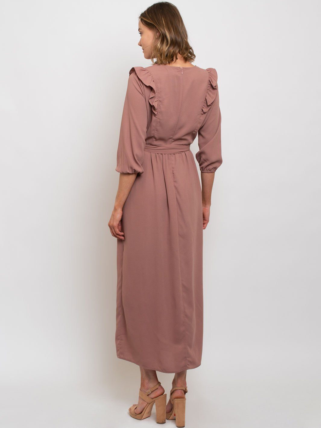WOMEN'S RUFFLE DETAIL MAXI DRESS