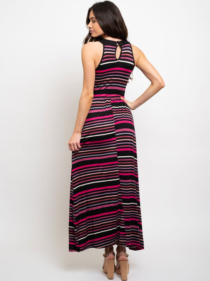 WOMEN'S STRIPES MAXI SLEVELESS DRESS