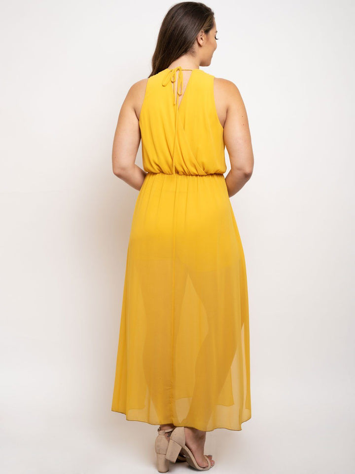 PLUS SIZE SLEEVELESS FRONT SLIT MAXI DRESS