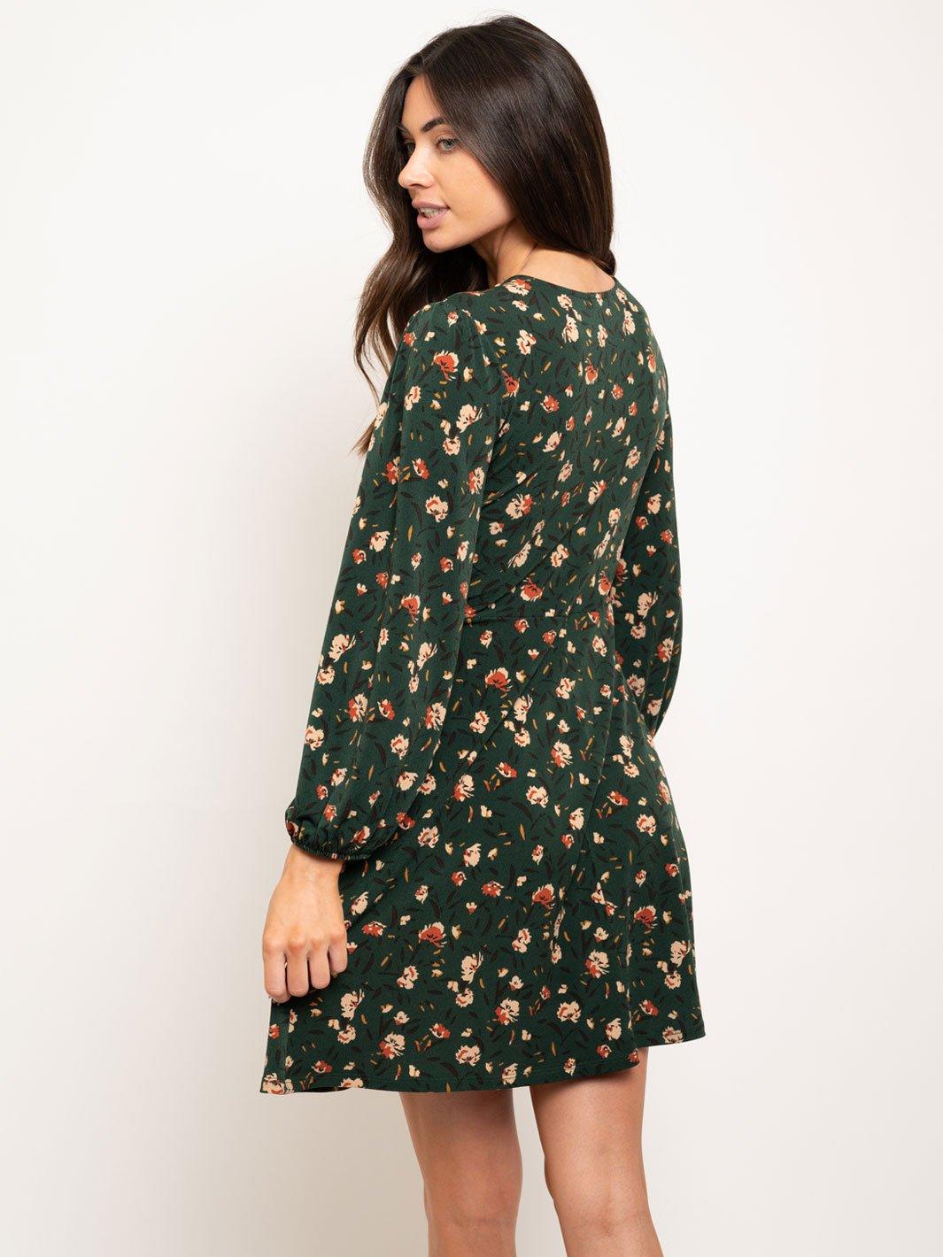 WOMEN'S 3/4 SLEEVE WRAP FLORAL DRESS