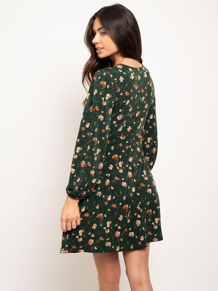 WOMEN'S 3/4 SLEEVE WRAP FLORAL DRESS
