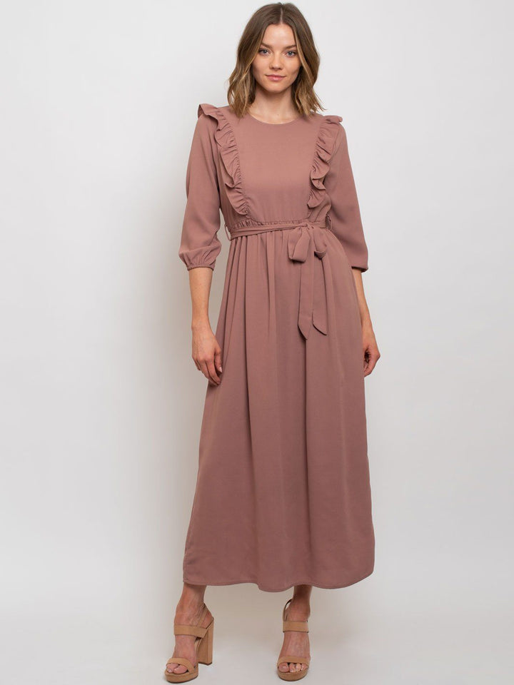 WOMEN'S RUFFLE DETAIL MAXI DRESS