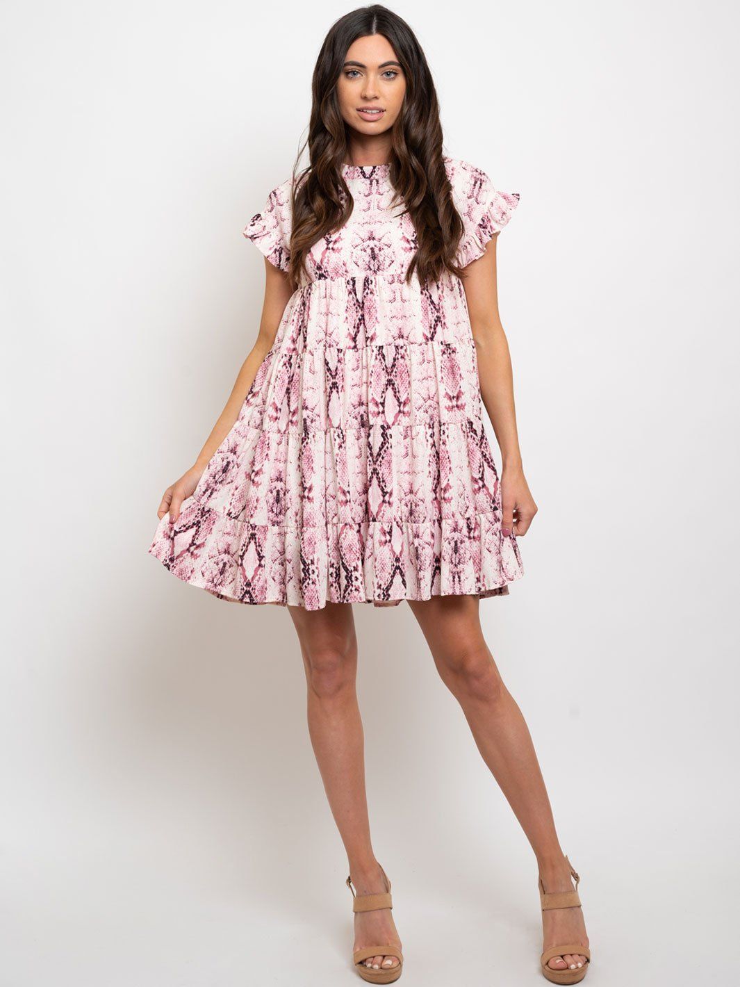 WOMEN'S BABY-DOLL RUFFLE SLEEVE DRESS