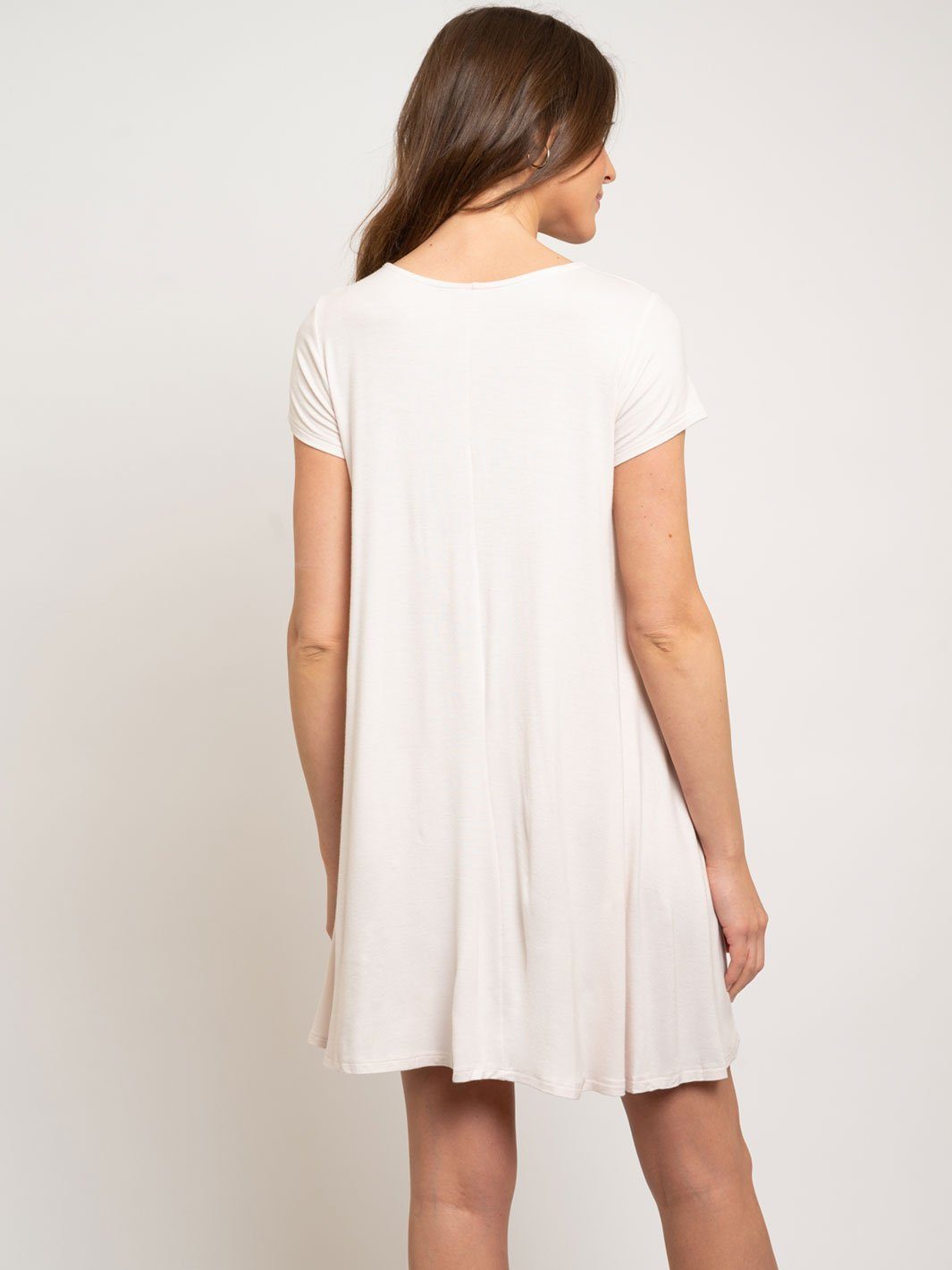 WOMEN'S SOLID TRAPEZE POCKET DRESS