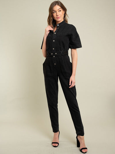 WOMENS BLACK DENIM JUMPSUIT