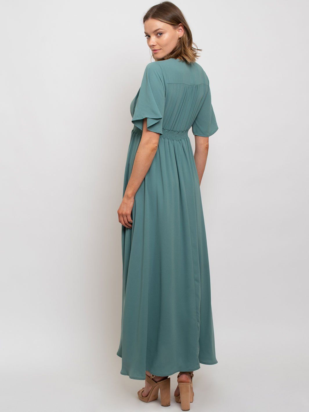 WOMEN'S MAXI SMOCKING WAIST DETAIL DRESS