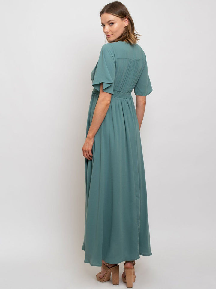 WOMEN'S MAXI SMOCKING WAIST DETAIL DRESS