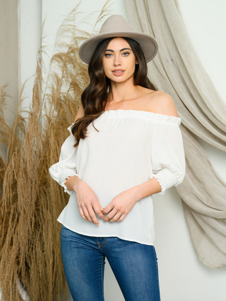 WOMEN'S OFF SHOULDER SHORT SLEEVE TOP