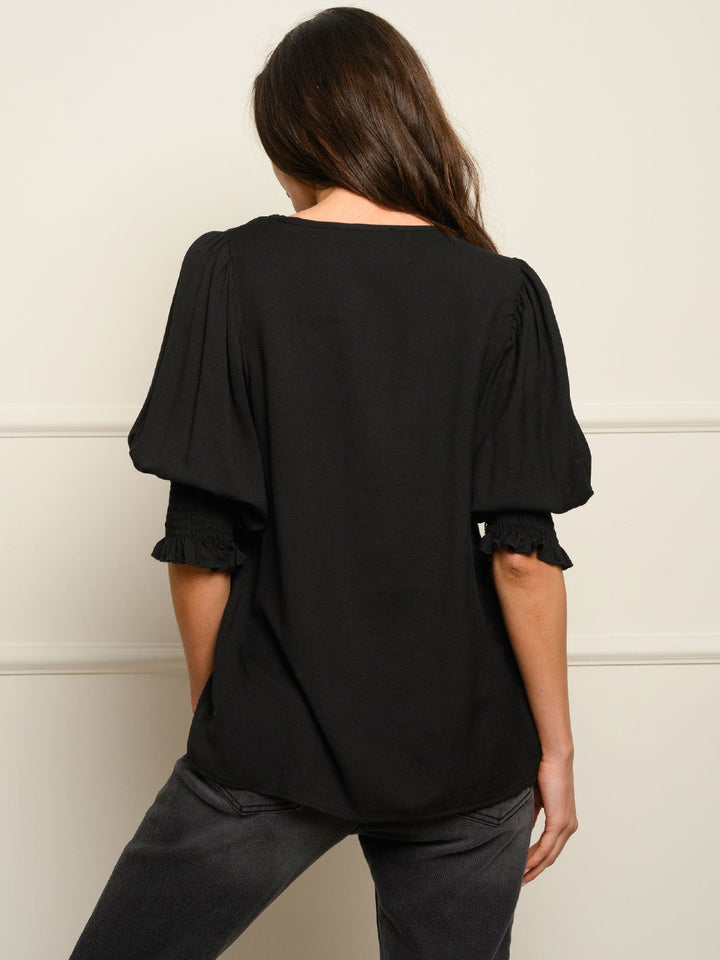 WOMEN'S SMOCKED 3/4 SLEEVES TOP