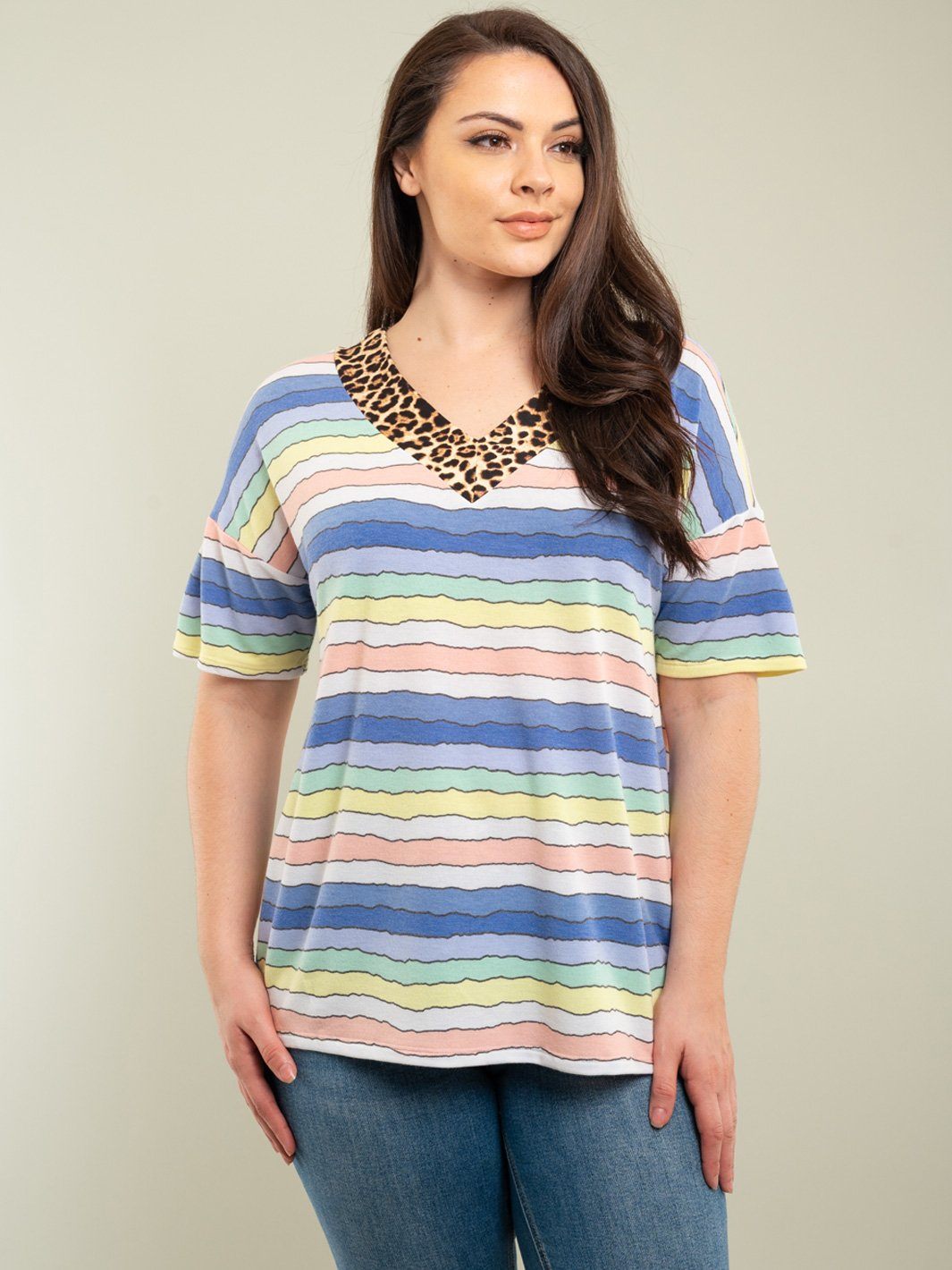 PLUS SIZE MULTI STRIPES TOPS
