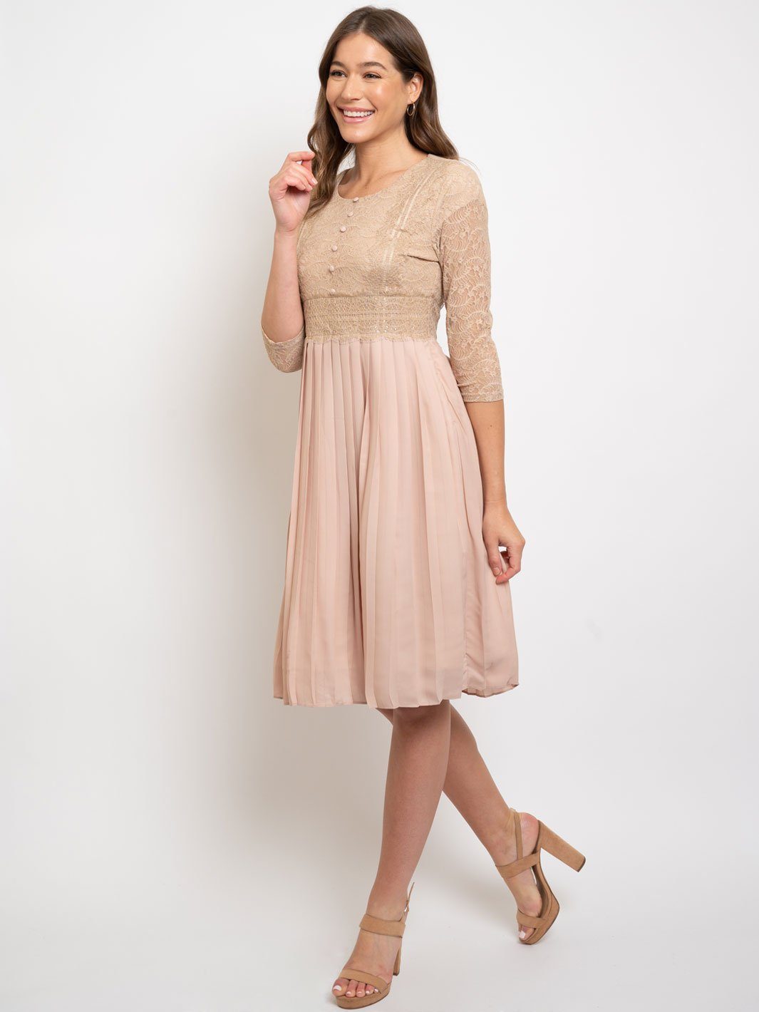 WOMEN'S LACE TOP MIDI DRESS