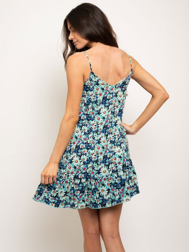 WOMEN'S FLORAL RUFFLE HEM MINI DRESS