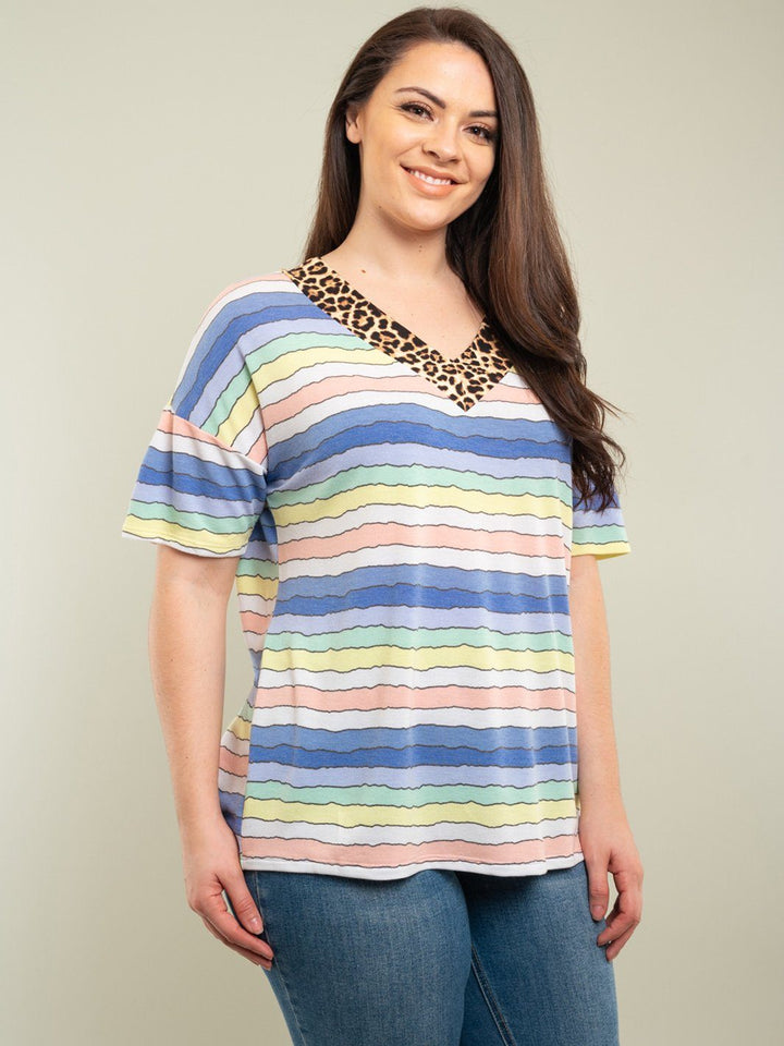 PLUS SIZE MULTI STRIPES TOPS