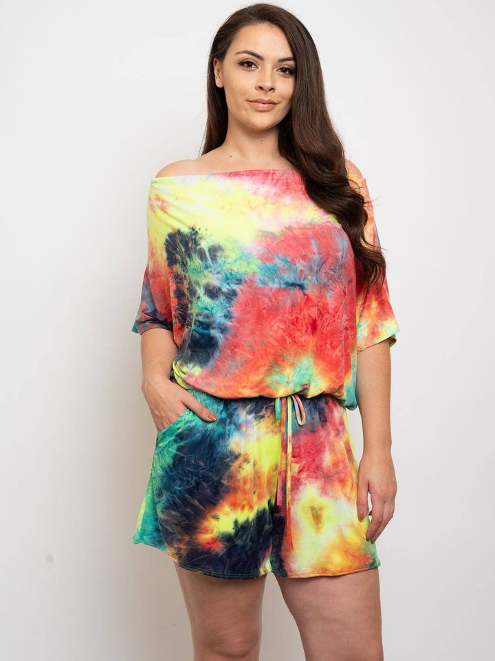 PLUS SIZE TIE DYE ROMPER
