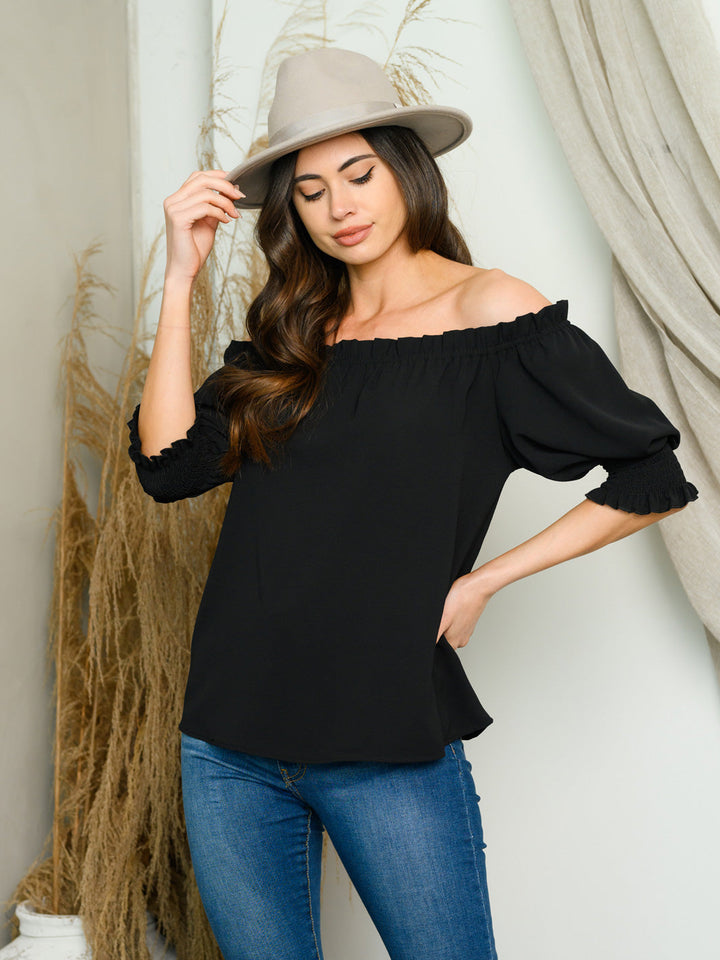 WOMEN'S OFF SHOULDER SHORT SLEEVE TOP