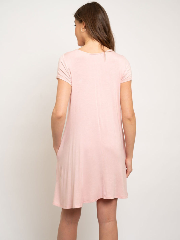 WOMEN'S SOLID TRAPEZE POCKET DRESS