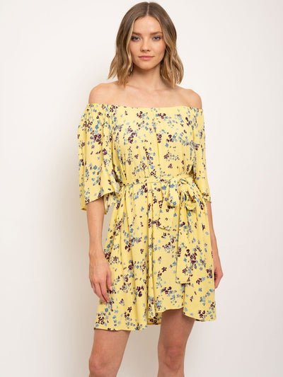 WOMEN'S OFF SHOLUDER FLORAL MINI DRESS