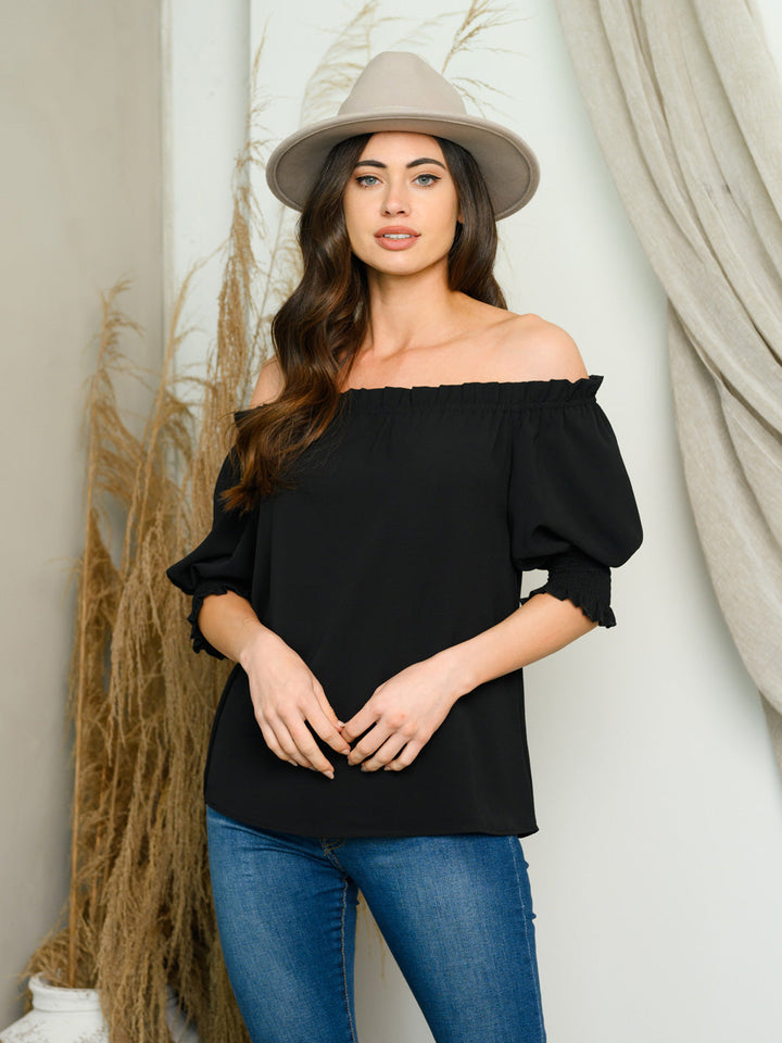 WOMEN'S OFF SHOULDER SHORT SLEEVE TOP