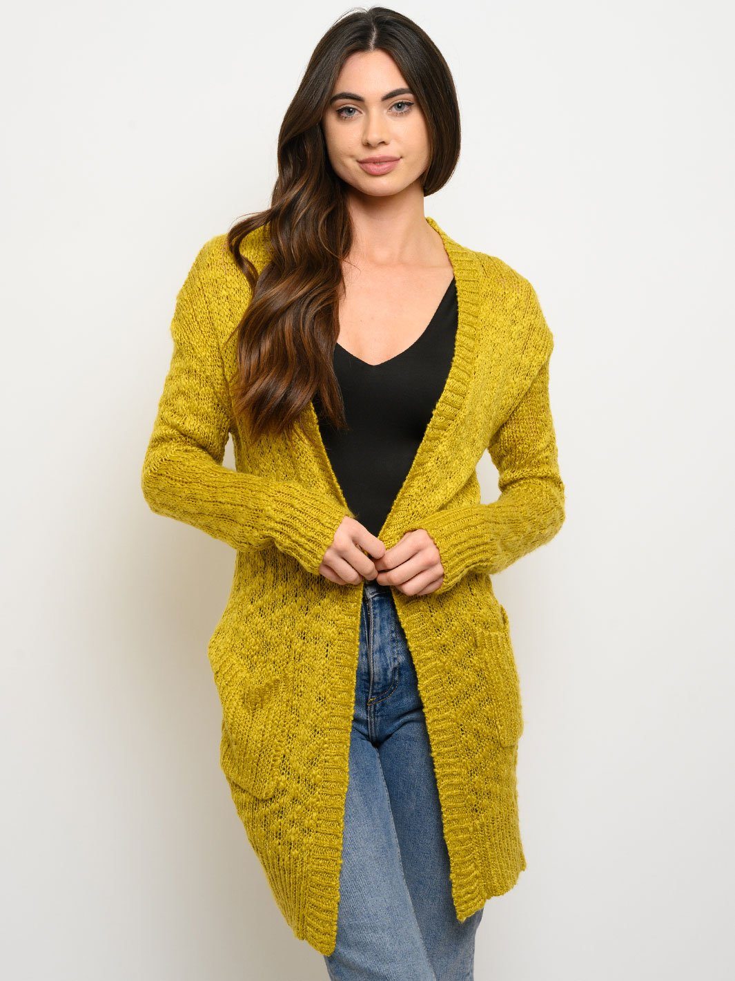 WOMEN'S LONG SLEEVE POCKETS CARDIGAN