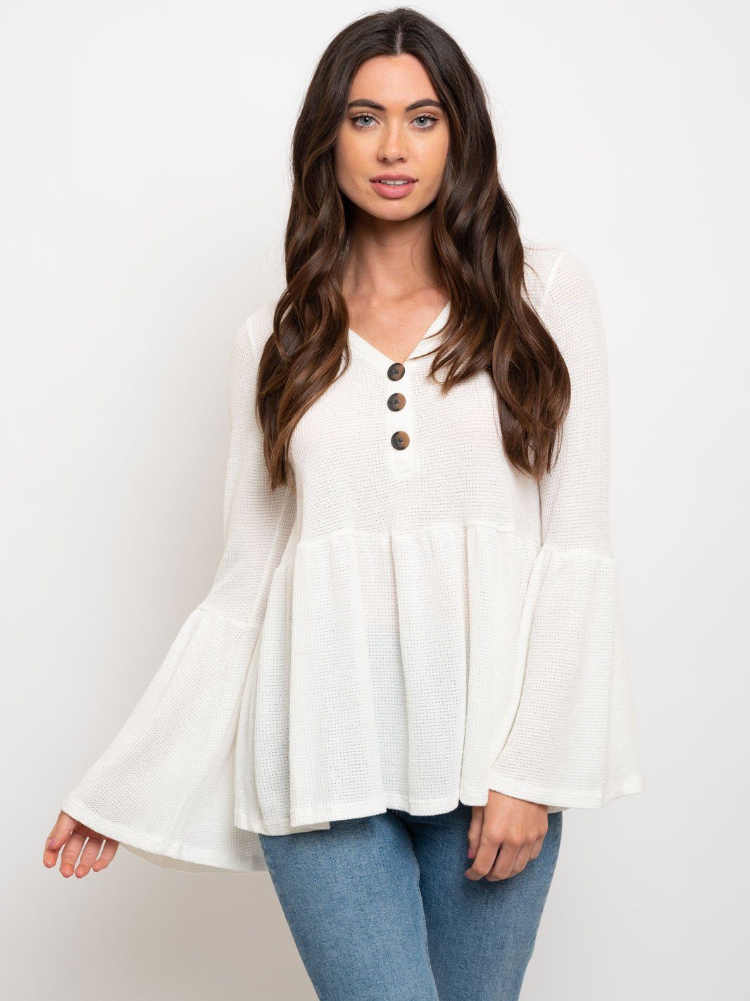 WOMEN'S BAY DOLL BELL SLEEVES TOP