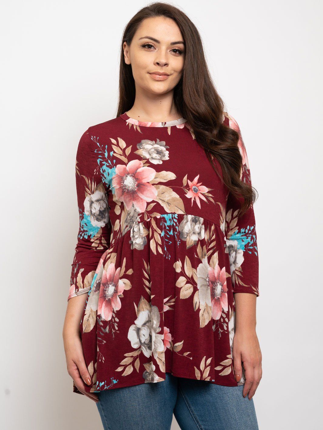 PLUS SIZE FLORAL TUNIC TOP