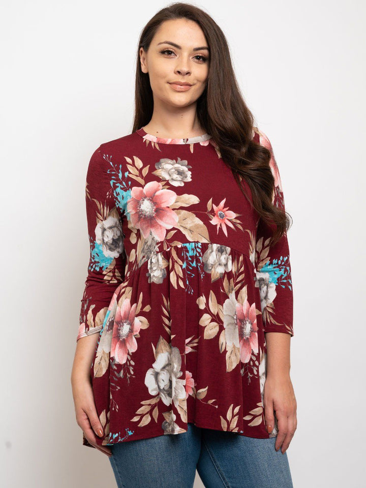 PLUS SIZE FLORAL TUNIC TOP