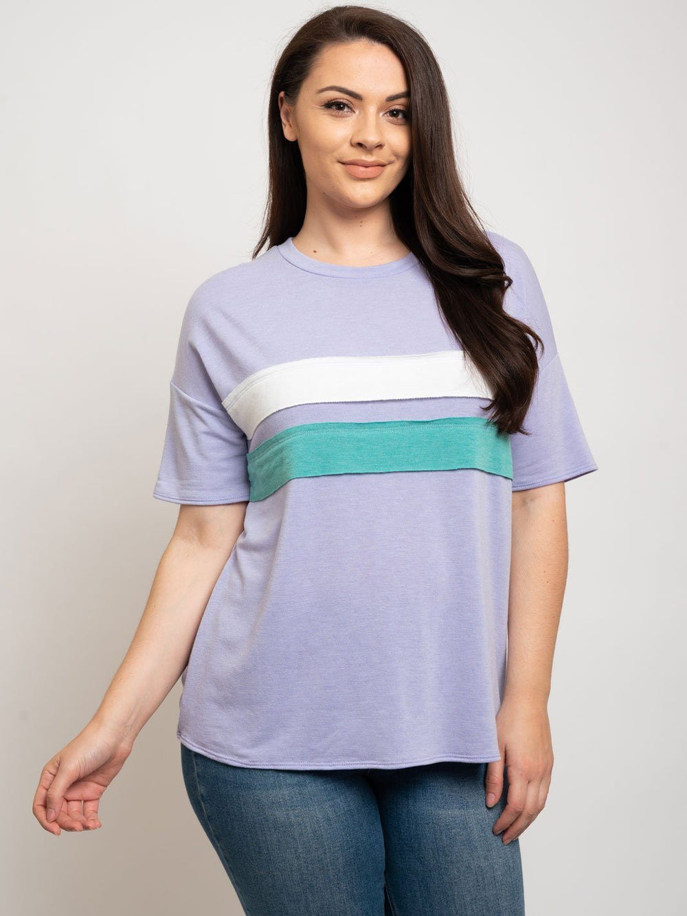 PLUS SIZE COLOR BLOCK TOP