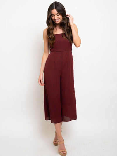 WOMEN'S POLKA DOTS PRINT SLEEVELESS JUMPSUIT