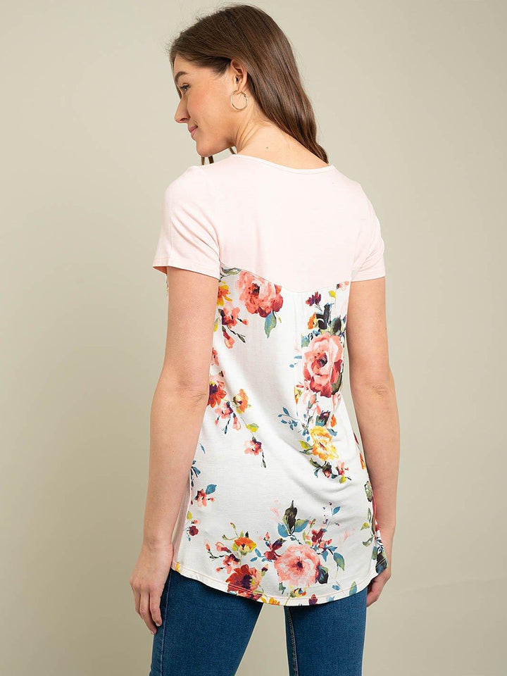 WOMEN'S FLORAL POCKET KNIT TOP