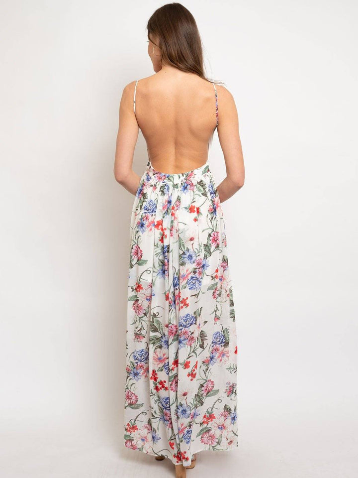 WOMEN'S OPEN BACK FLORAL MAXI DRESS